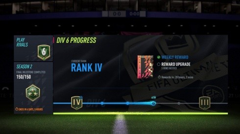 Exemplo da nova interface da Division Rivals de FIFA 22