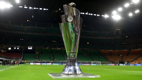 Detailed view of the UEFA Nations League Trophy 2021