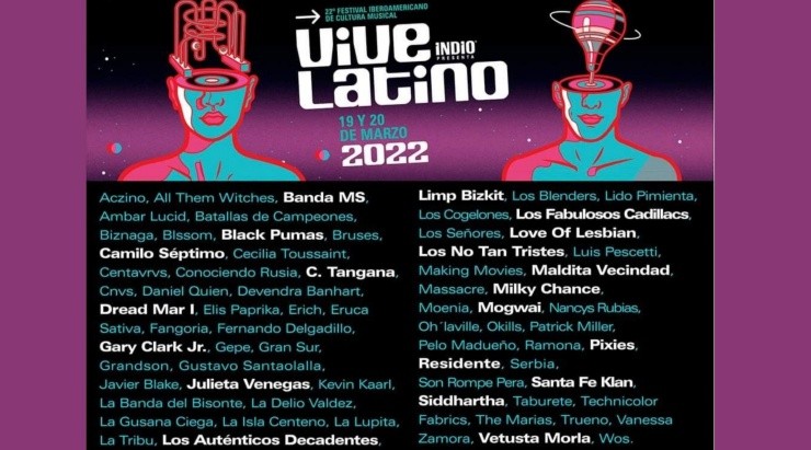 Cartel del Vive Latino 2022