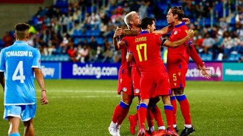 Festejo de gol de Andorra.