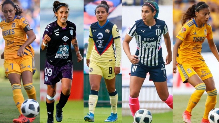 Las 5 futbolistas con más partidos en la Liga MX Femenil.