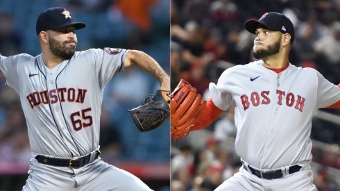 Probable Pitchers Jose Urquidy of the Houston Astros (left) and Eduardo Rodriguez of the Boston Red Sox