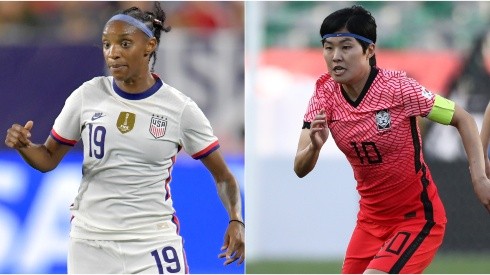 Ji So-Yun of South Korea (left) and Crystal Dunn of the United States (right)
