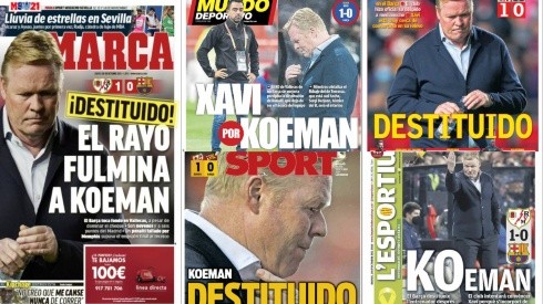 Portadas de los medios españoles tras el despido de Ronald Koeman de Barcelona.
