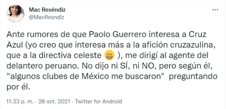 Agente de Paolo Guerrero habló de Cruz Azul