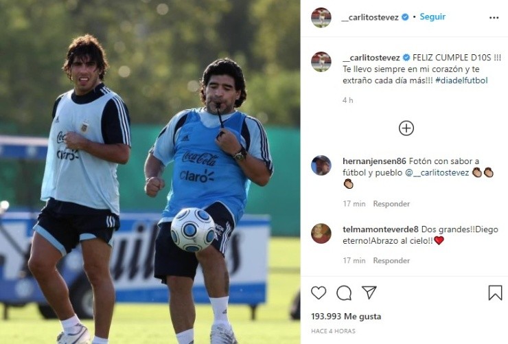 Tevez recordó a Diego Maradona