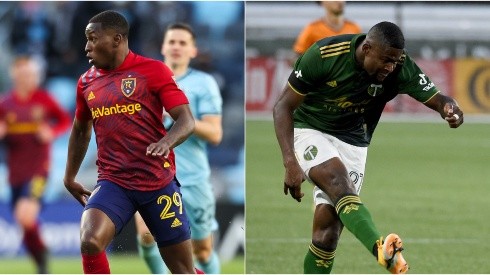Anderson Julio of Real Salt Lake (left) and Dairon Asprilla of Portland Timbers.