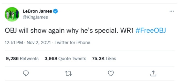 LeBron James defendió a OBJ en sus redes (@KingJames en Twitter)