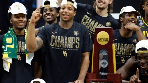 The Baylor Bears celebrating their Final Four National Championship.