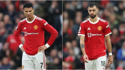 Cristiano Ronaldo (left) and Bruno Fernandes are reportedly concerned as Manchester United are struggling to get results under Ole Gunnar Solskjaer.