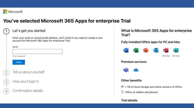 Versión de prueba de Microsoft 365
