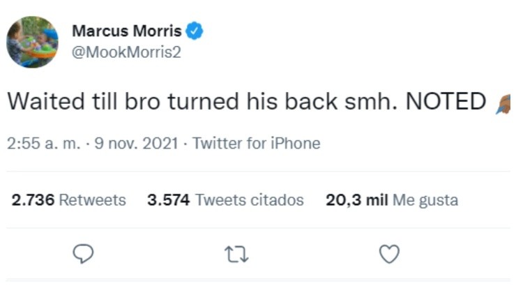 Marcus Morris entró en la conversación (@MookMorris2 en Twitter)