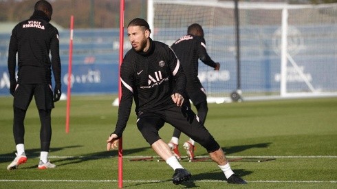 Ramos en entrenamiento de PSG.