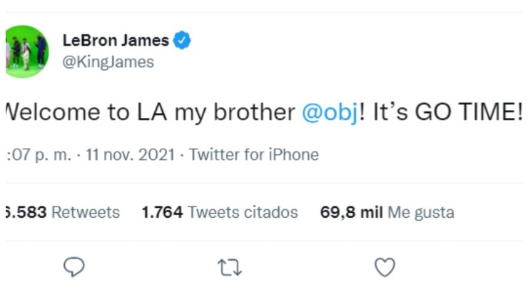 LeBron James le dio la bienvenida a OBJ. (@KingJames en Twitter)