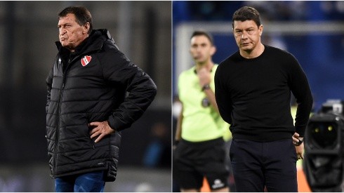 Independiente manager Julio Cesar Falcioni (left) and Boca Juniors interim coach Sebastian Battaglia.