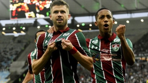 Foto: Mailson Santana/Fluminense FC - Caio Henrique entrou na onda da torcida do Flu após vitória sobre o Inter