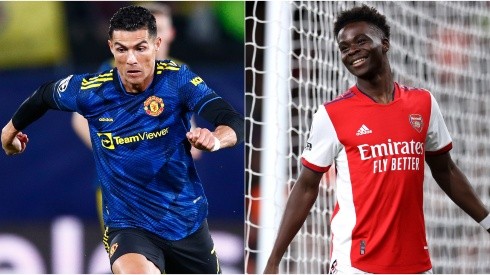 Cristiano Ronaldo of Manchester United (left) and Bukayo Saka of Arsenal (right)