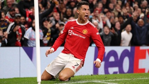 Cristiano Ronaldo celebrando uno de sus goles en Manchester United.