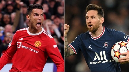 Cristiano Ronaldo of Manchester United (left) and Lionel Messi of PSG (right)