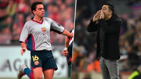 Xavi Hernández de jugador y entrenador con Barcelona.