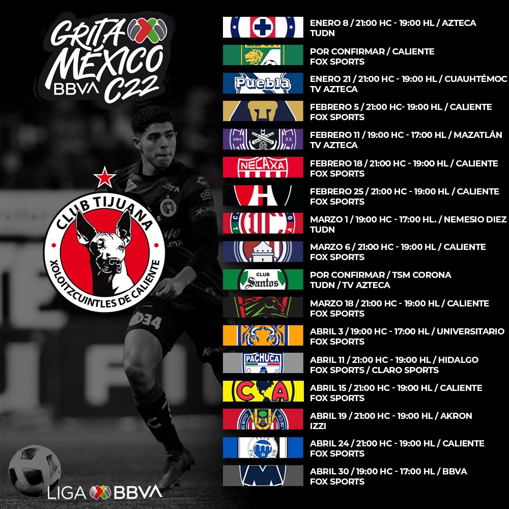 Tijuana: Calendario del Torneo Clausura 2022 con las fechas y horarios de  cada encuentro por la Liga MX