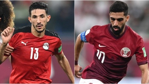Ahmed Fatouh of Egypt (left) and  Hassan Al Haydos of Qatar (right)