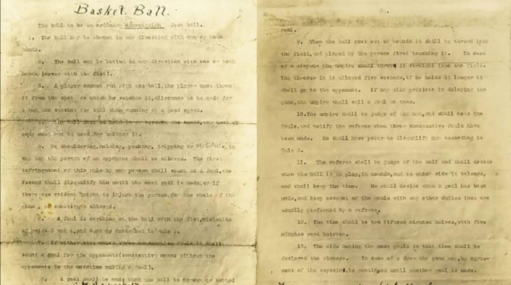 Las reglas del básquet, hechas porJames Naismith