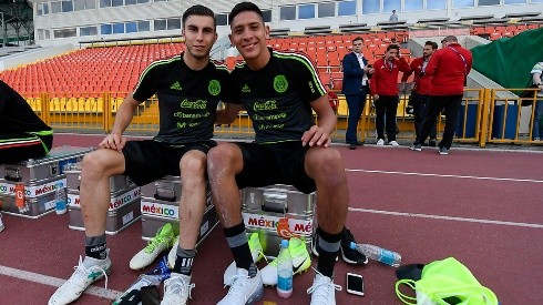 Alejandro Mayorga y Edson Álvarez en entrenamiento de la Copa Confederaciones 2017.