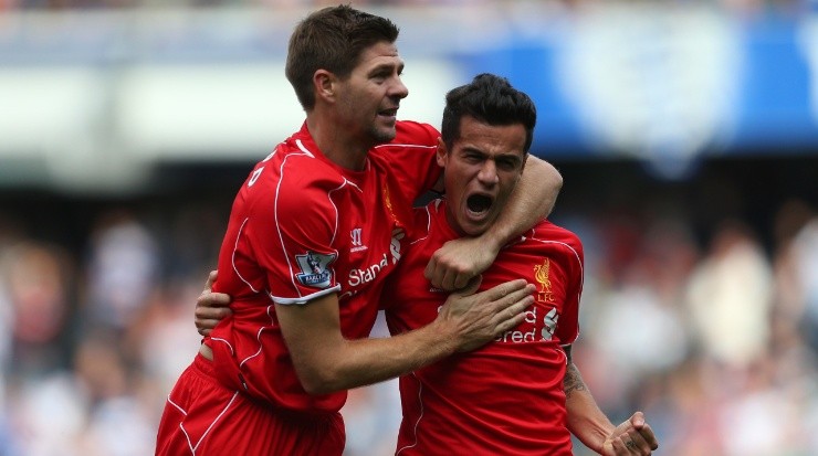 Steven Gerrard (left) and Philippe Coutinho when they played together at Liverpool. (AMA/Corbis via Getty Images)