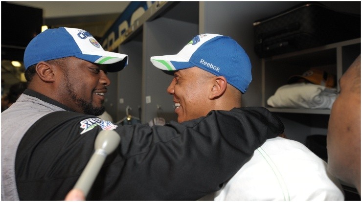 Mike Tomlin y Hines Ward. (Getty Images)