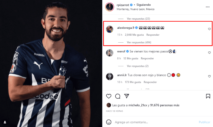 El comentario de Alexis Vega en la publicación de Pizarro