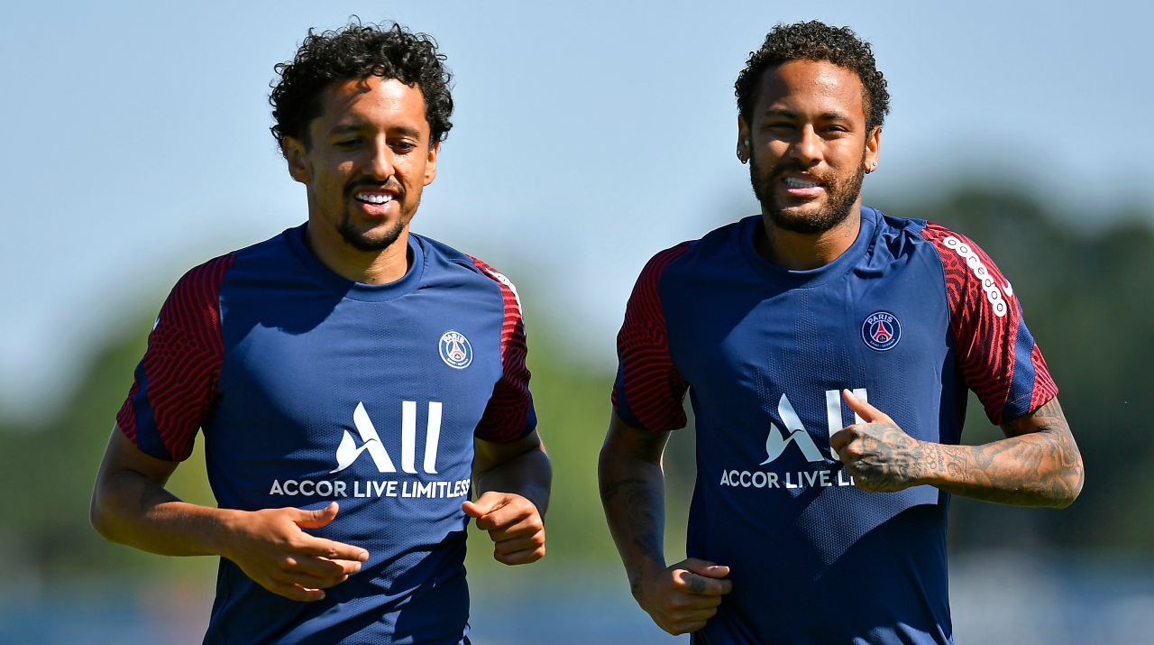 Marquinhos (left) and Neymar could be joined by another Brazilian player at PSG.