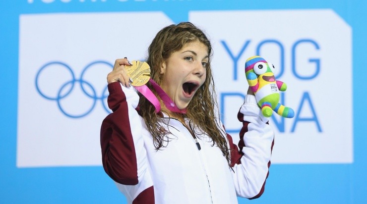 Szilágyi celebra su triunfo en los 200m mariposa de los Juegos de la Juventud 2014 (Getty)