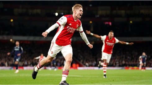 Arsenal's Emile Smith-Rowe celebrates scoring  a goal