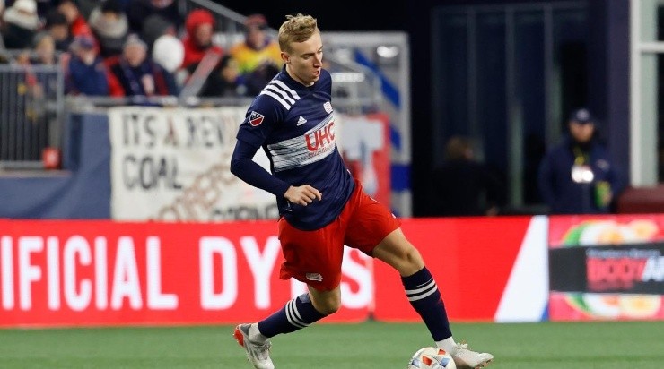New England Revolution forward Adam Buksa (Photo by Fred Kfoury III/Icon Sportswire via Getty Images)