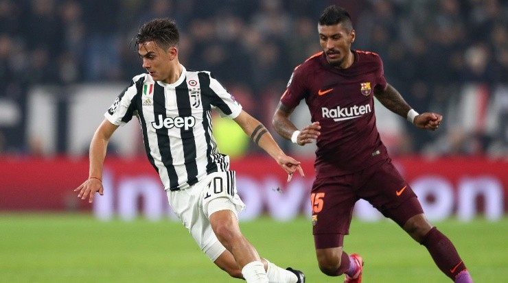 Paulo Dybala in action during a Juventus vs. Barcelona UEFA Champions League game in 2017. (Michael Steele/Getty Images)