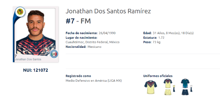 Dos Santos utilizará la número 7 del América (Liga MX)