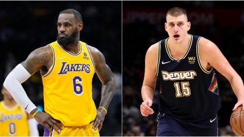LeBron James of the Los Angeles Lakers and Nikola Jokic of the Denver Nuggets