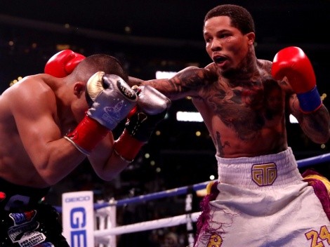 Boxing: Gervonta Davis receives a low blow from World Featherweight Champion Gary Russell Jr.