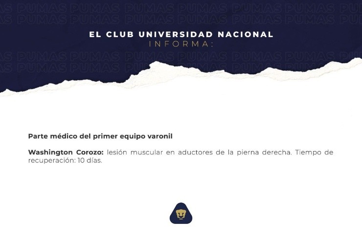 El comunicado de Pumas (Twitter @PumasMX)