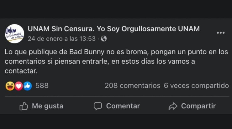 La propuesta de invitar a Bad Bunny a la UNAM
