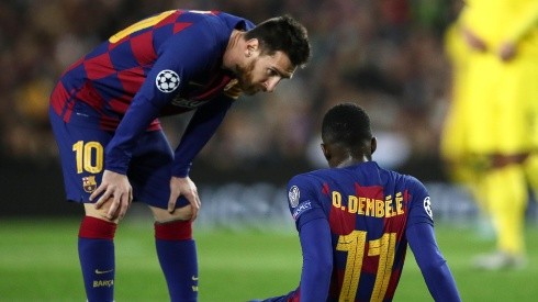 Lionel Messi y Ousmane Dembélé.