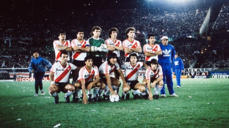 Juan Gilberto Funes en la formación de la final de la Copa Libertadores 1986 (Getty)