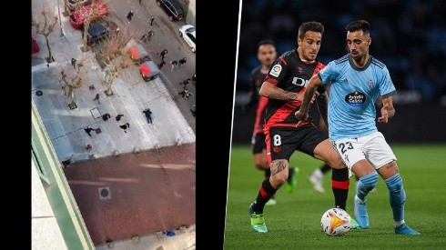 Pelea de los hinchas de Rayo Vallecano con los de Celta, en Vigo.