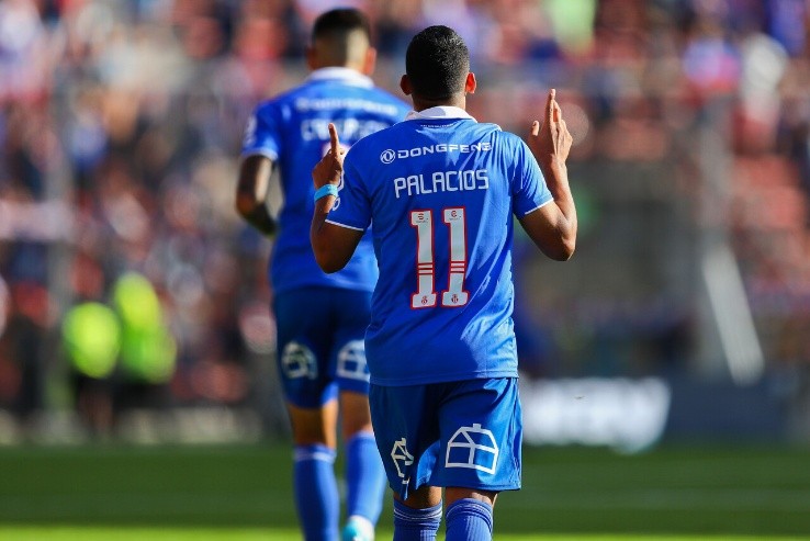 Palacios celebrando su primer gol en el campeonato | Foto: Agencia Uno 