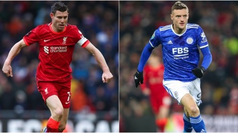 James Milner of Liverpool and Jamie Vardy of Leicester
