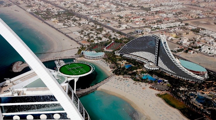 Roger Federer, Andre Agassi, Tennis, Dubai, Helipad
