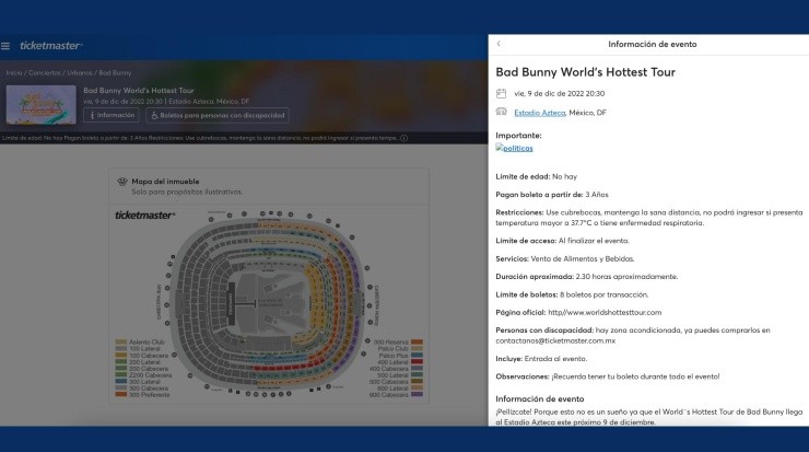 Información del concierto de Bad Bunny en México