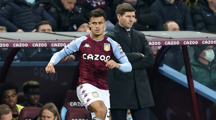 Philippe Coutinho and Steven Gerrard. (Marc Atkins/Getty Images)
