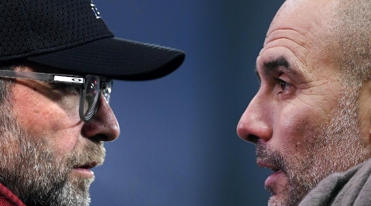 Jurgen Klopp, Manager of Liverpool (L) and Pep Guardiola, Manager of Manchester City. (Getty Images)